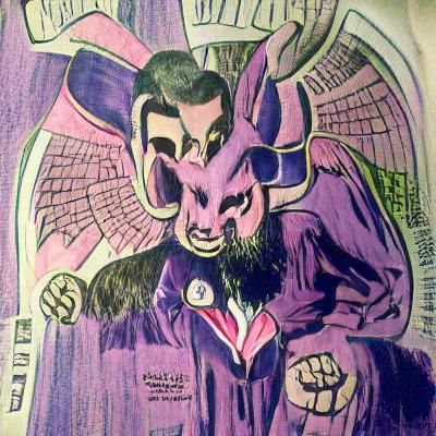 Stylized Purple Baphomet in Jack Kirby Style