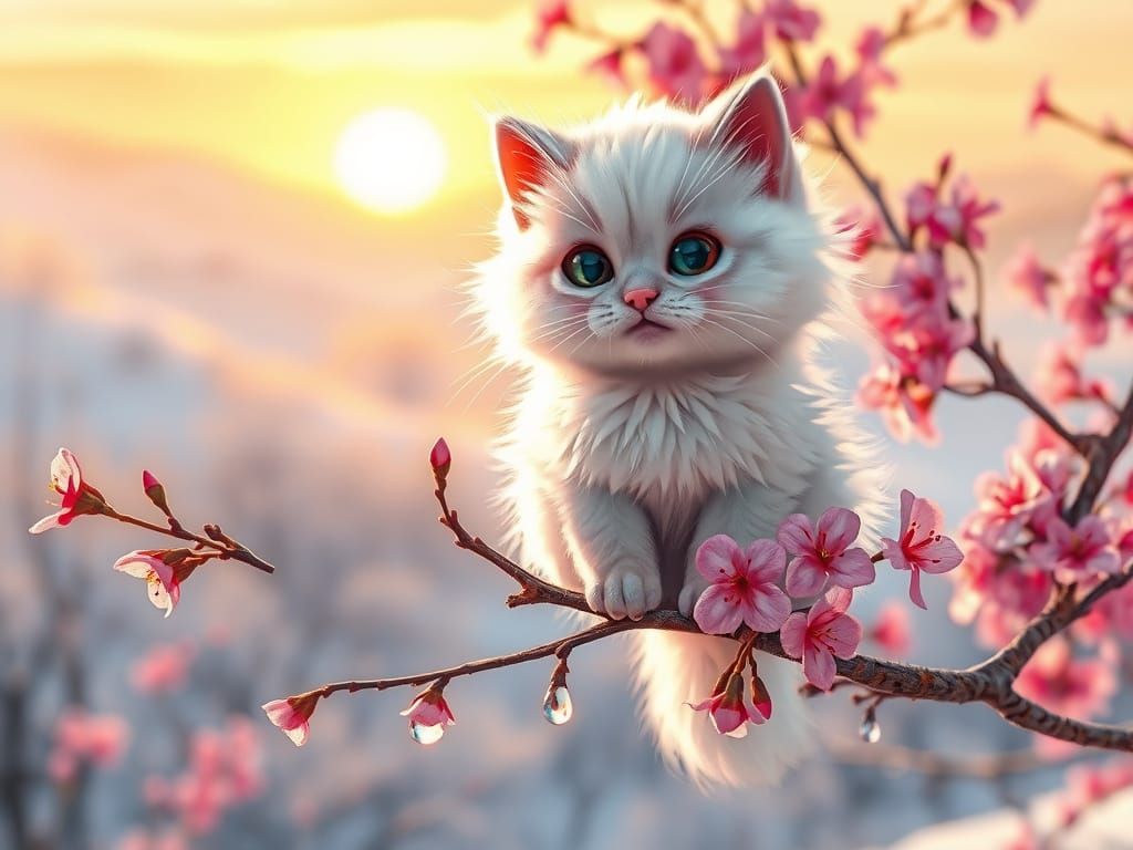 Regal Hyper-Fluffy Kitten in Pastel Paradise
