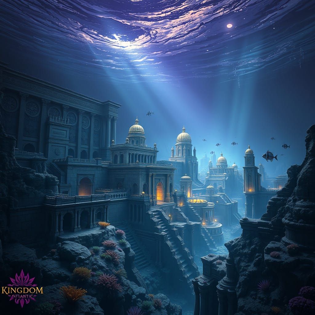 Submerged Ancient Metropolis in Turquoise Stone and Bronze