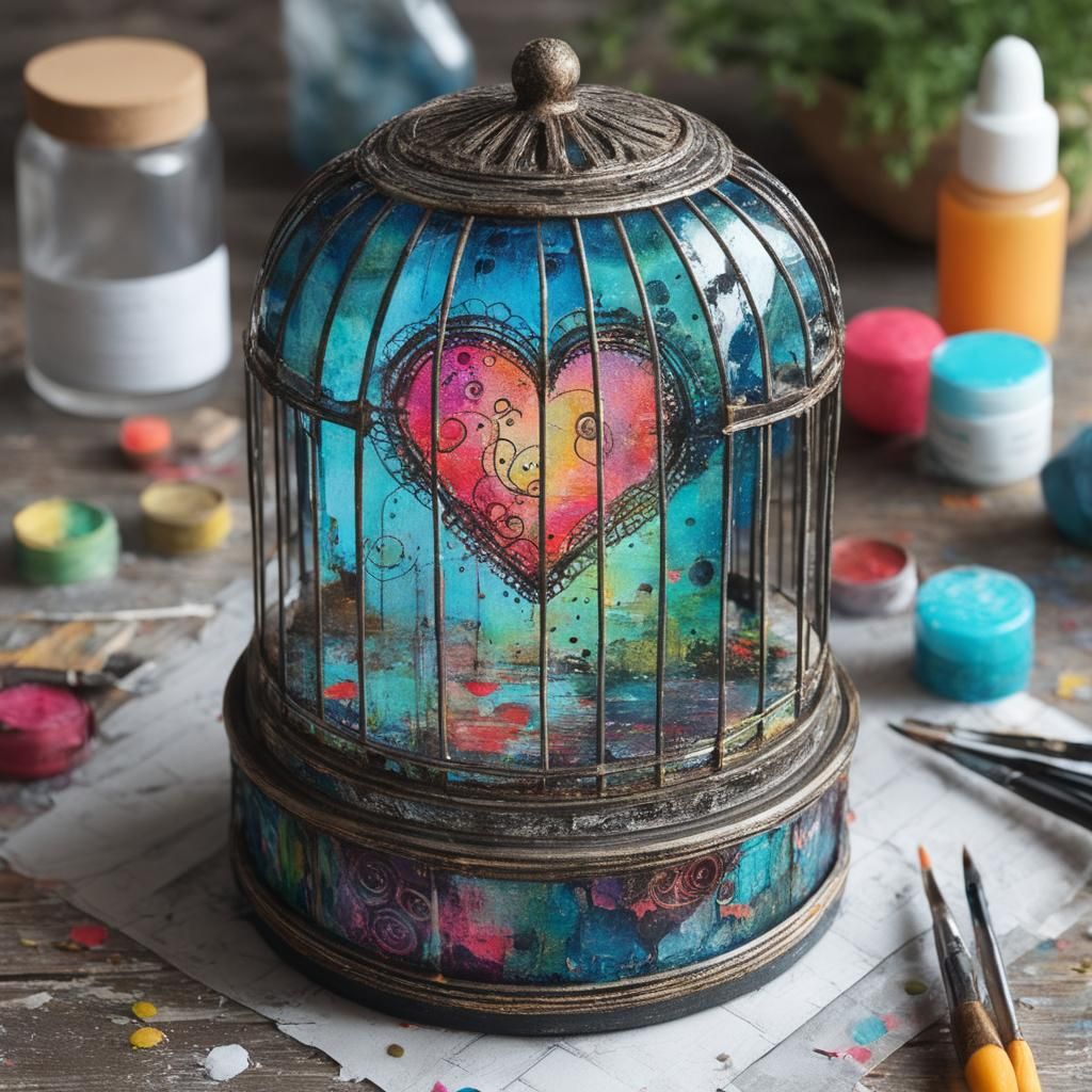 Acrylic Mixed Media Art with Bold Textures and Vivid Colors