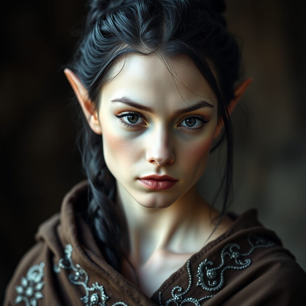 Striking Elf Portrait in Intense Realism Style