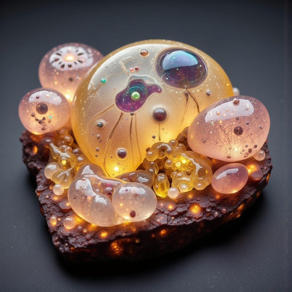 Exquisitely Beautiful Peachy Jasper Amber with Saffron Rainb...