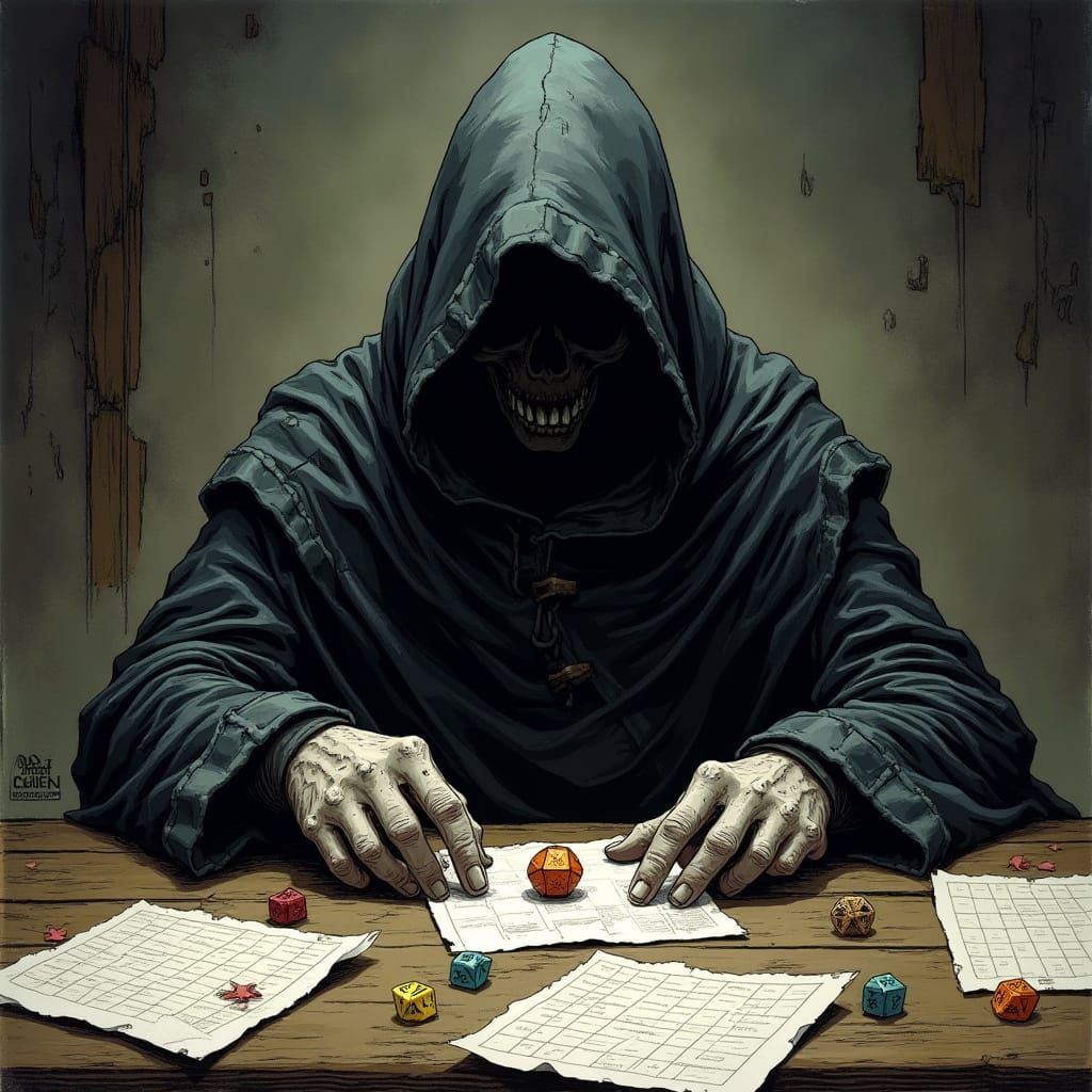 Grim Reaper Playing Dungeons and Dragons