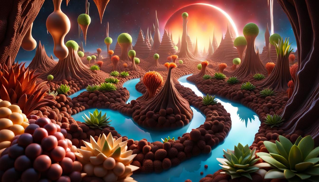 Vanilla Ice Cream Alien World with Soda Rivers