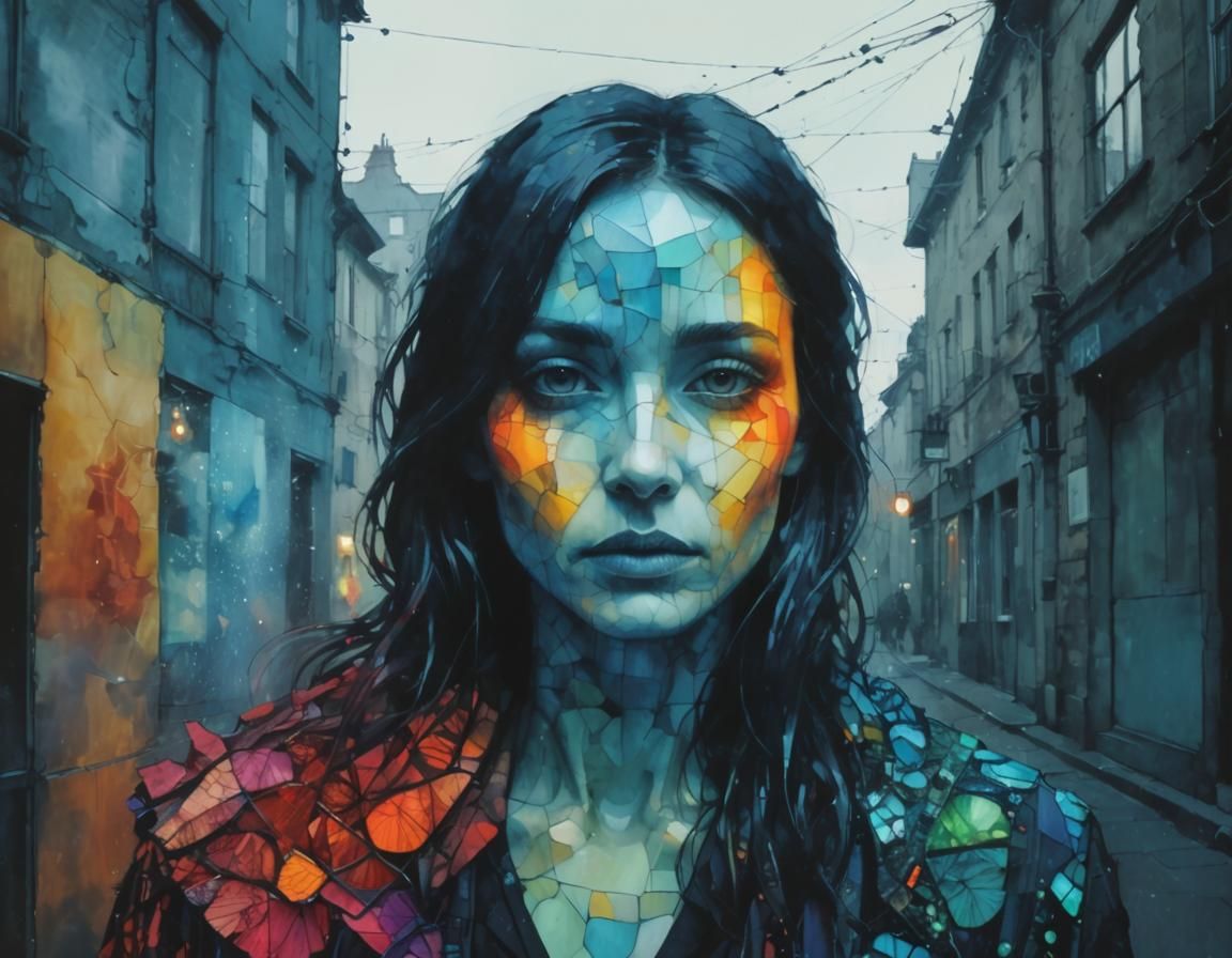 Stained Glass Art Brut Digital Illustration