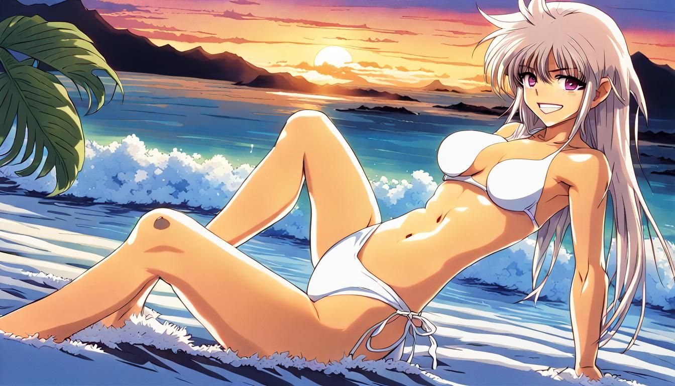 Saori Kido in Bikini at Tropical Beach