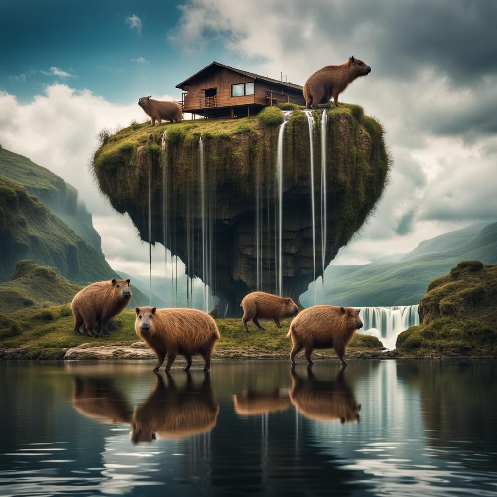 Levitating Islands: A Capybara's Sky Home