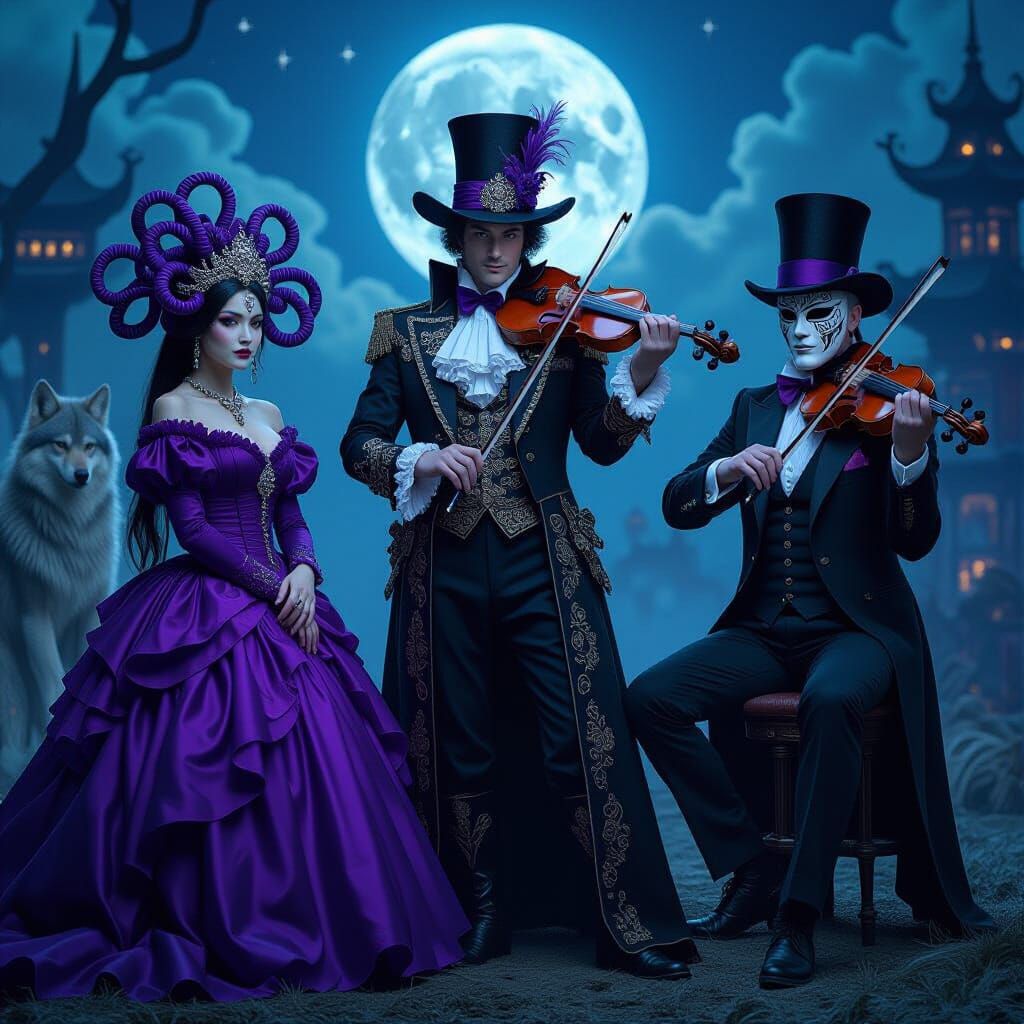 Surreal Carnival with Mystical Ringmaster in Neon Style