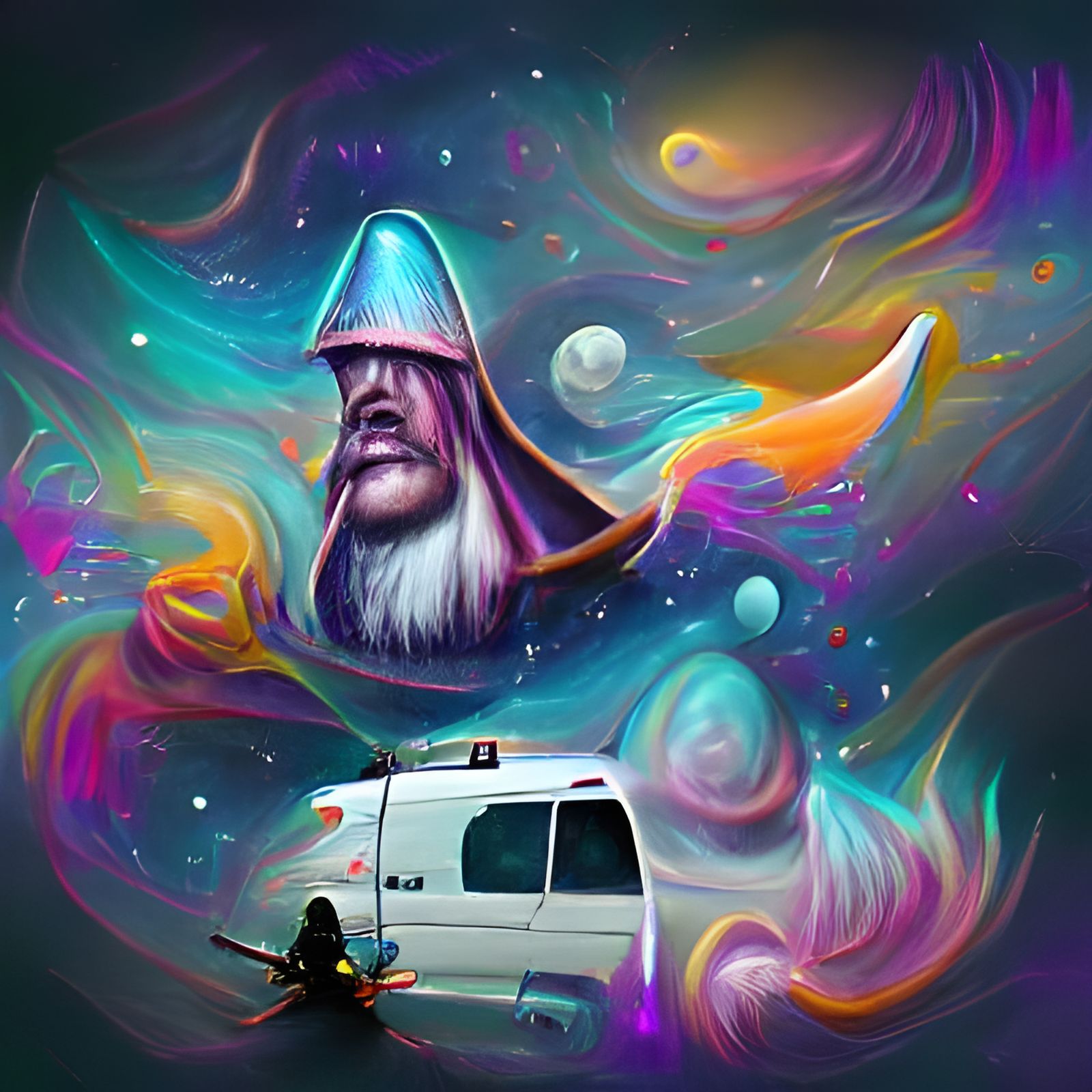 Space Wizard's Sweet Ride: Digital Illustration