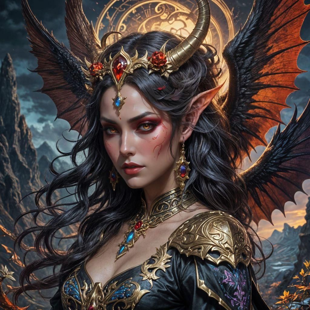 Epic Demon Bard Portrait in Dark Fantasy Style