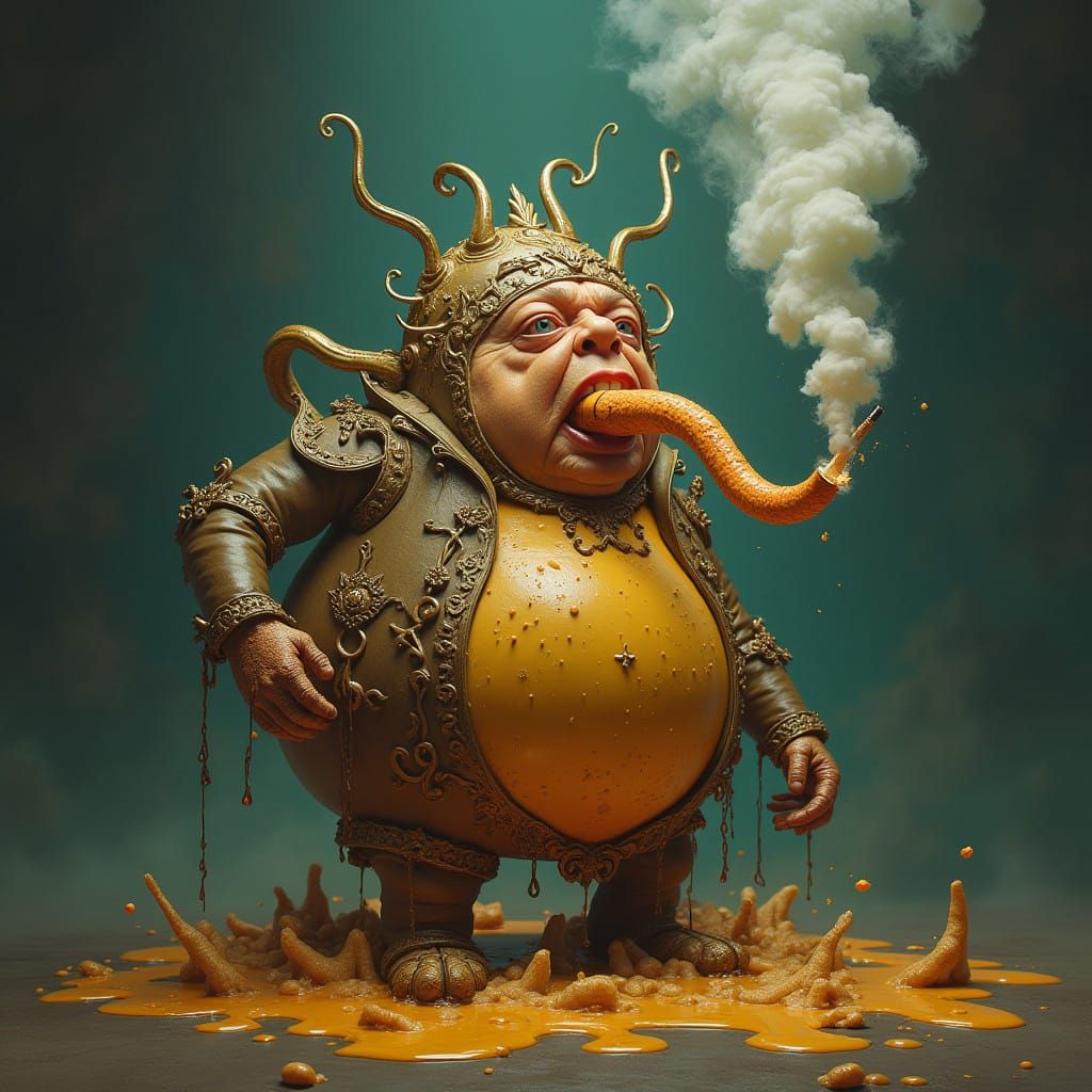 Grotesque, Baroque Farting Butt in a Noxious, Whimsical Scen...