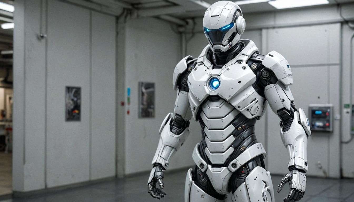 Futuristic White Power Suit in Classical Style