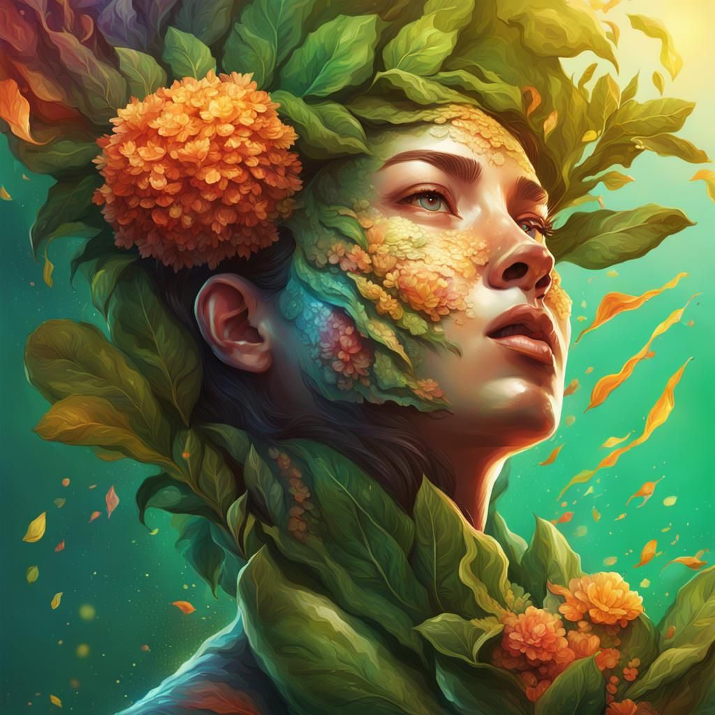 Detailed Plant Woman Fantasy Character Concept Art