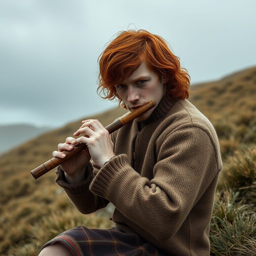 Irish Man in Dystopian Landscape, Surreal Art Style