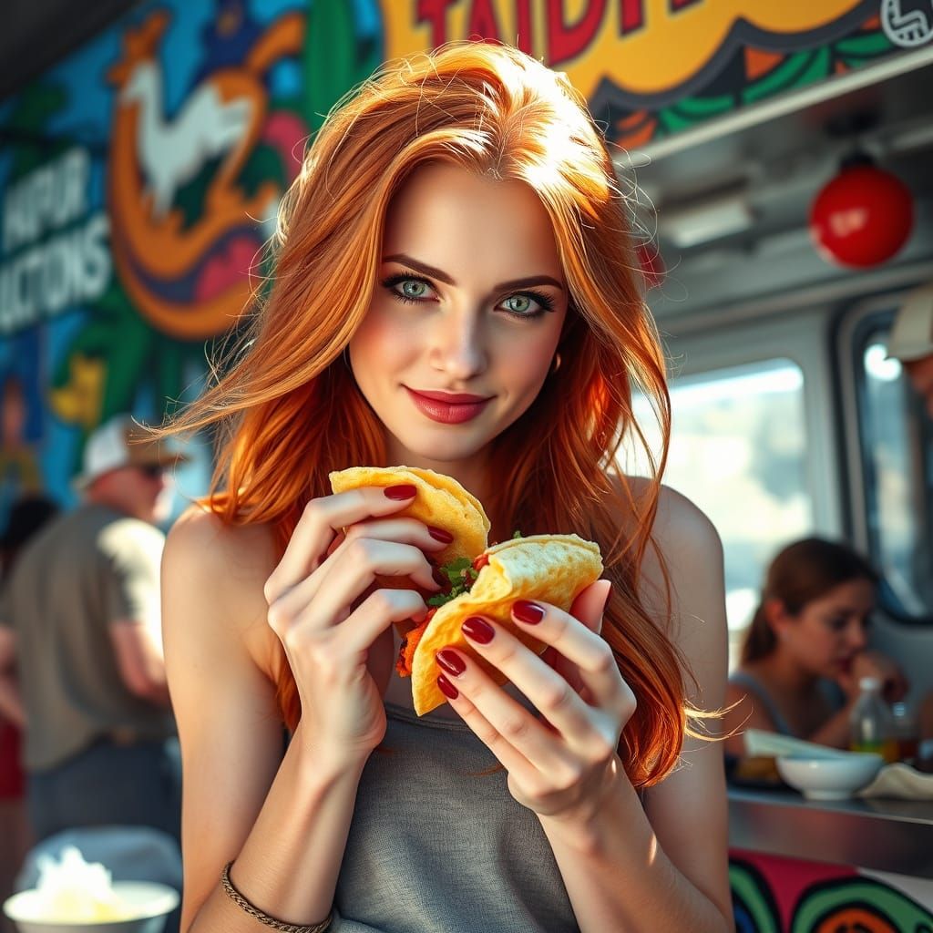 Warm Smile at a Colorful Taco Truck