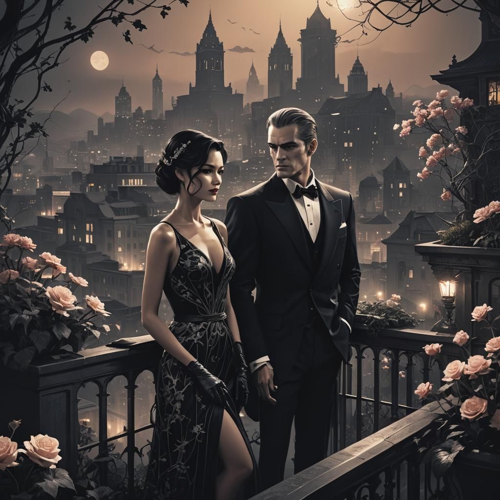 Hitman and Femme Fatale in Rooftop Garden