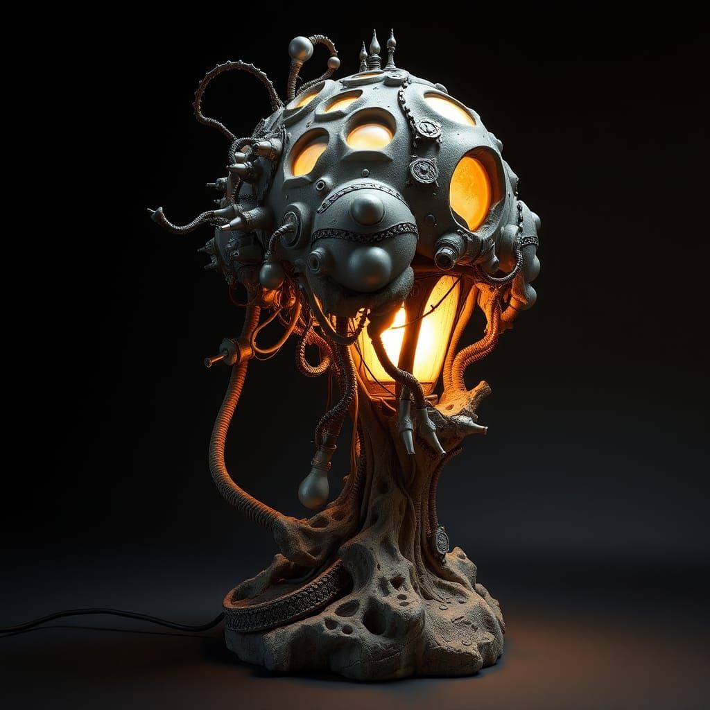Avant-Garde Lamp with Biomechanical Elements