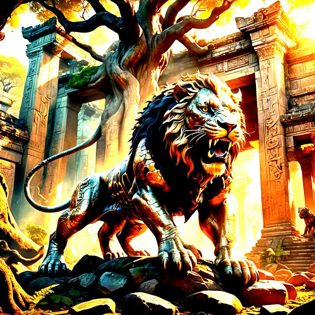 Epic Hybrid Monster Art: Bull, Snake, and Lion