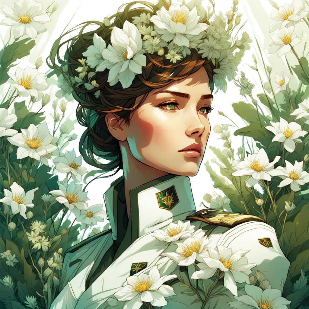 Metal Gear Solid Character Surrounded by Flowers