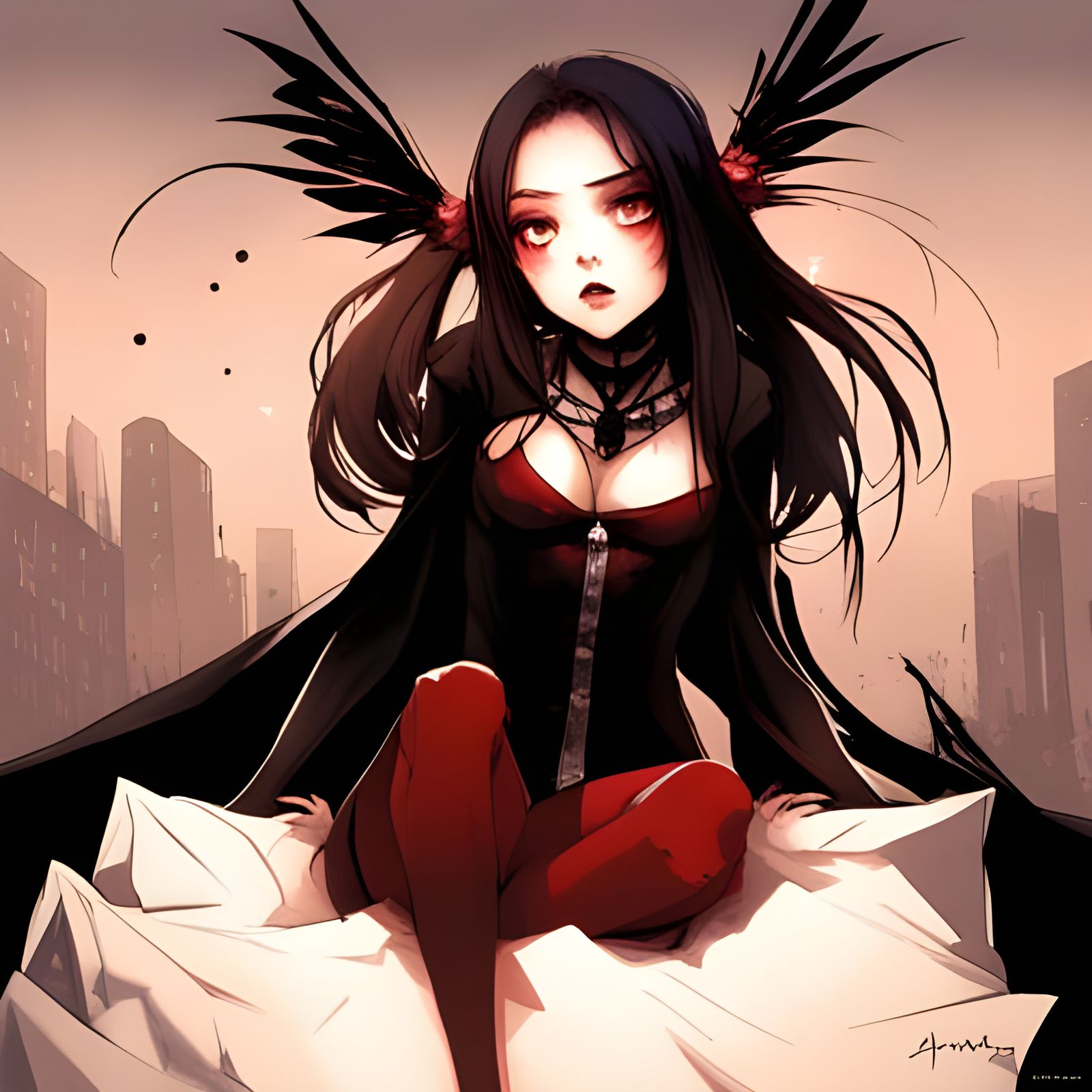 Gothic Vampire Girl in Dark Aura