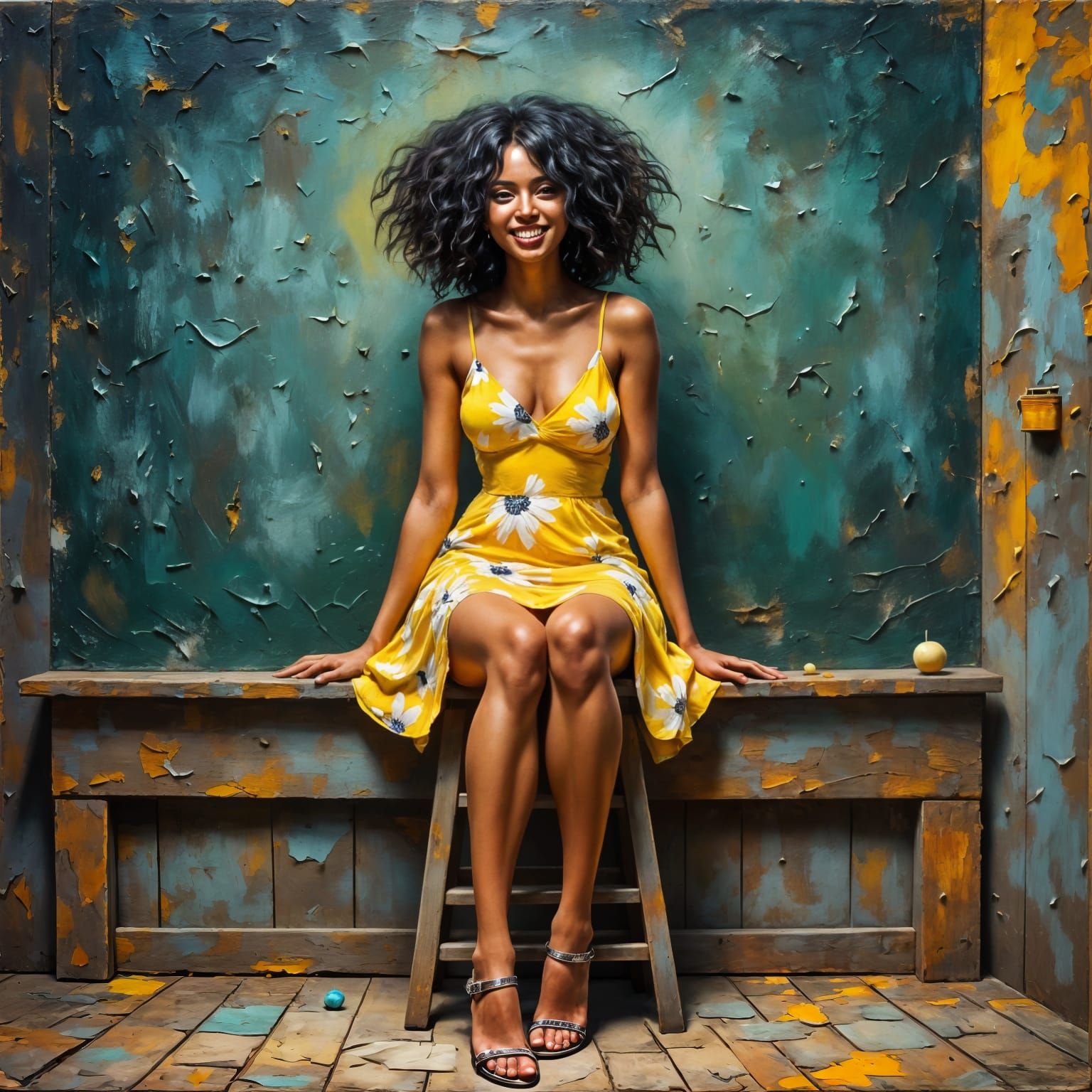 Elegant Woman in Neo-Impressionist Oil Painting