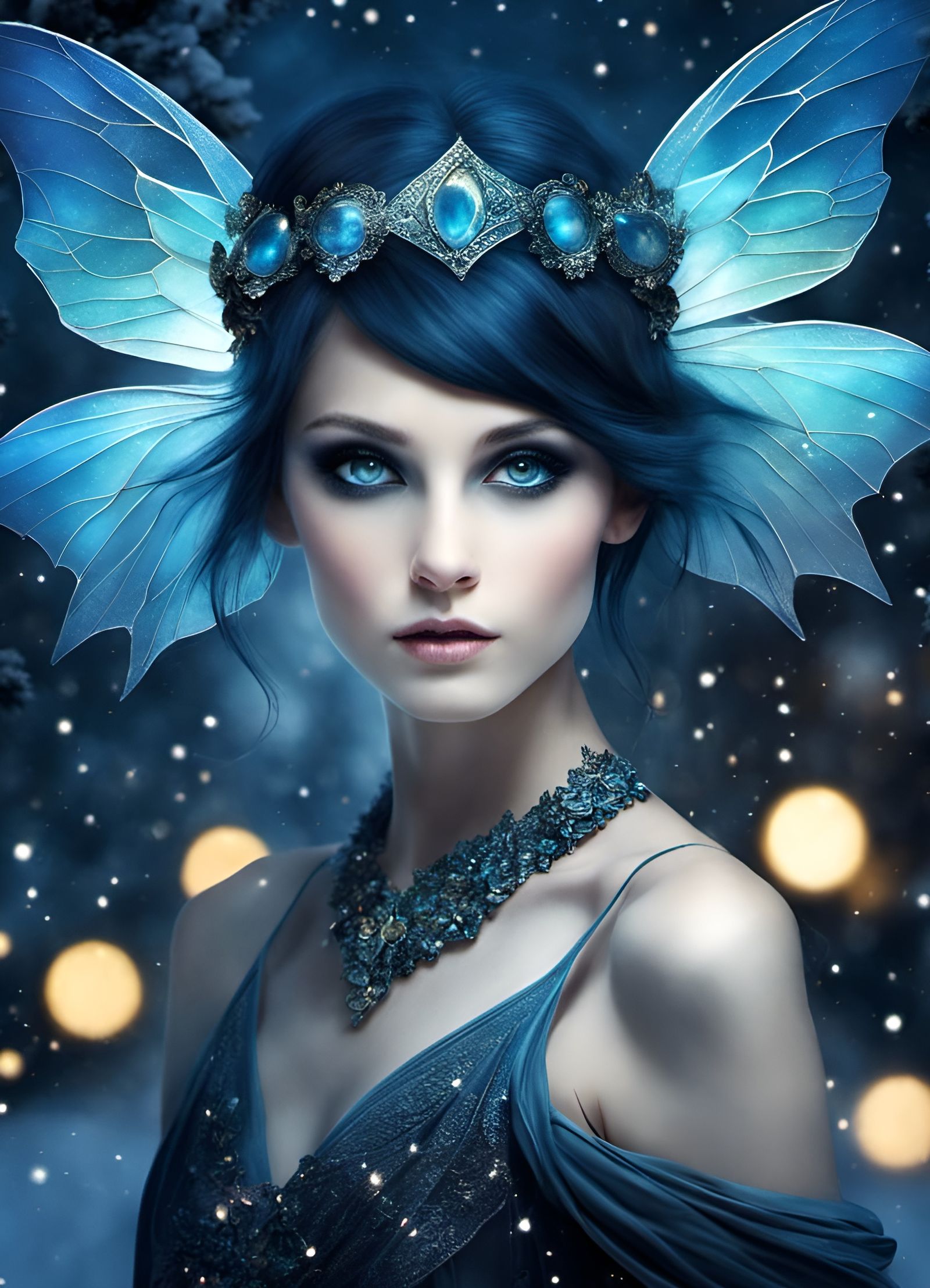 Opalescent Goth Winter Night Fairy