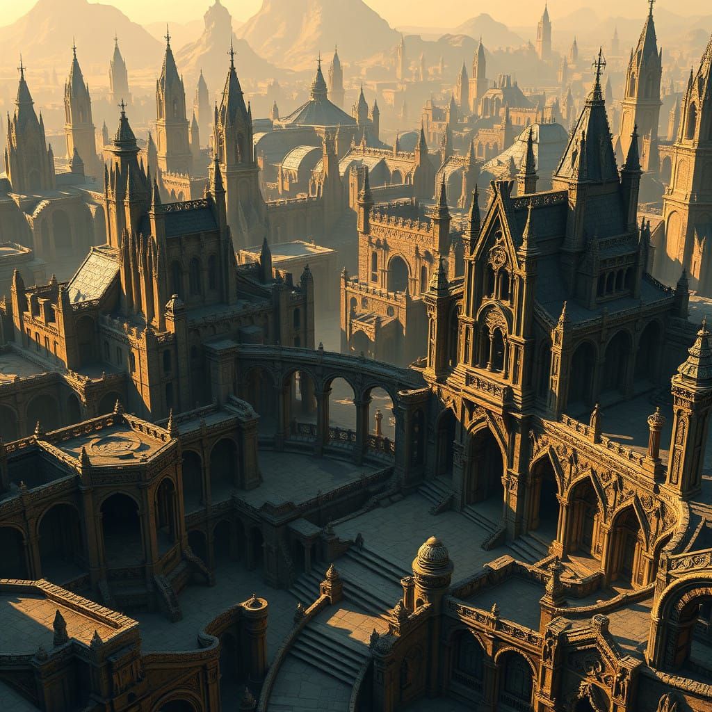 Ancient Ayleid Metropolis in Golden Twilight