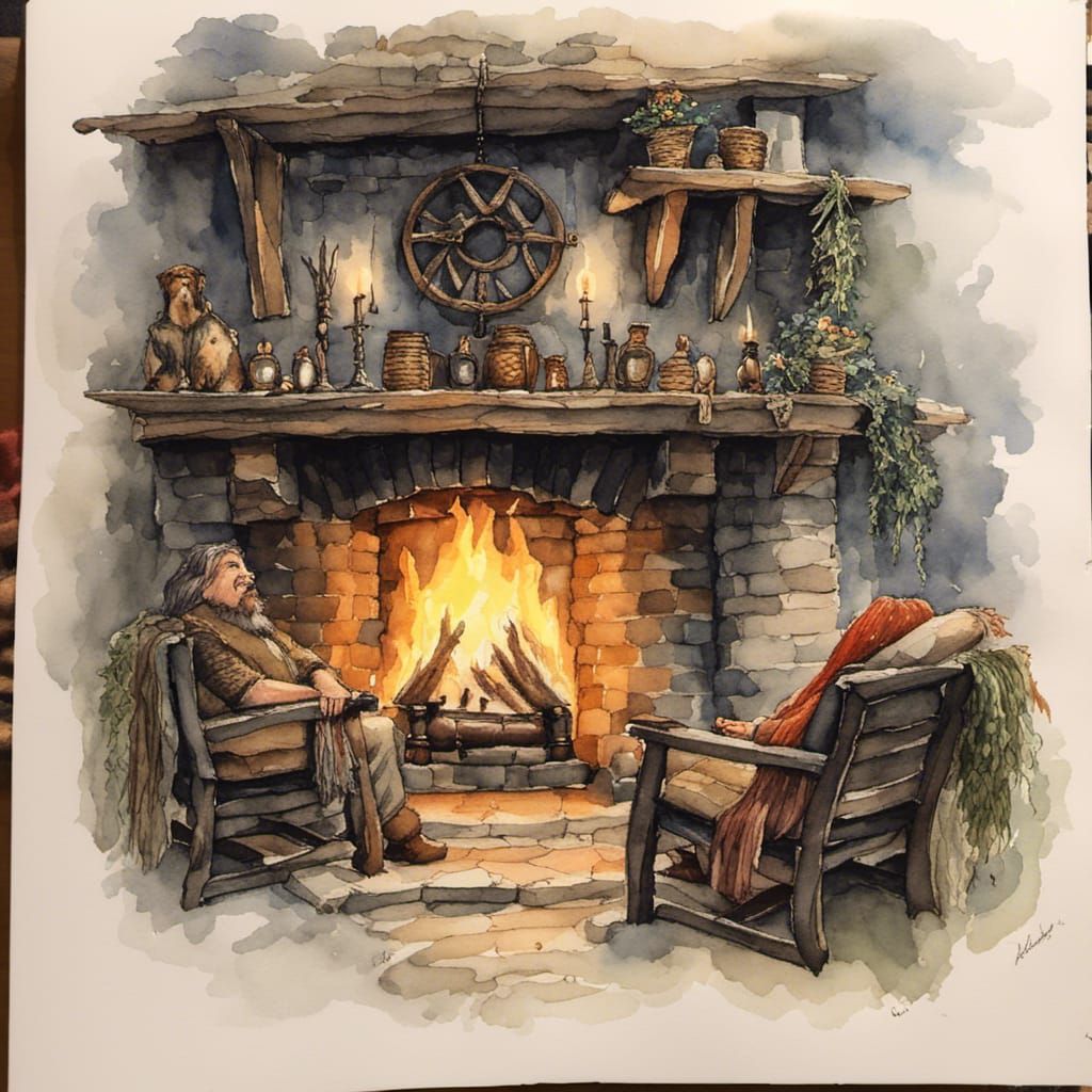 Storybook Home Scene with Warm Lighting