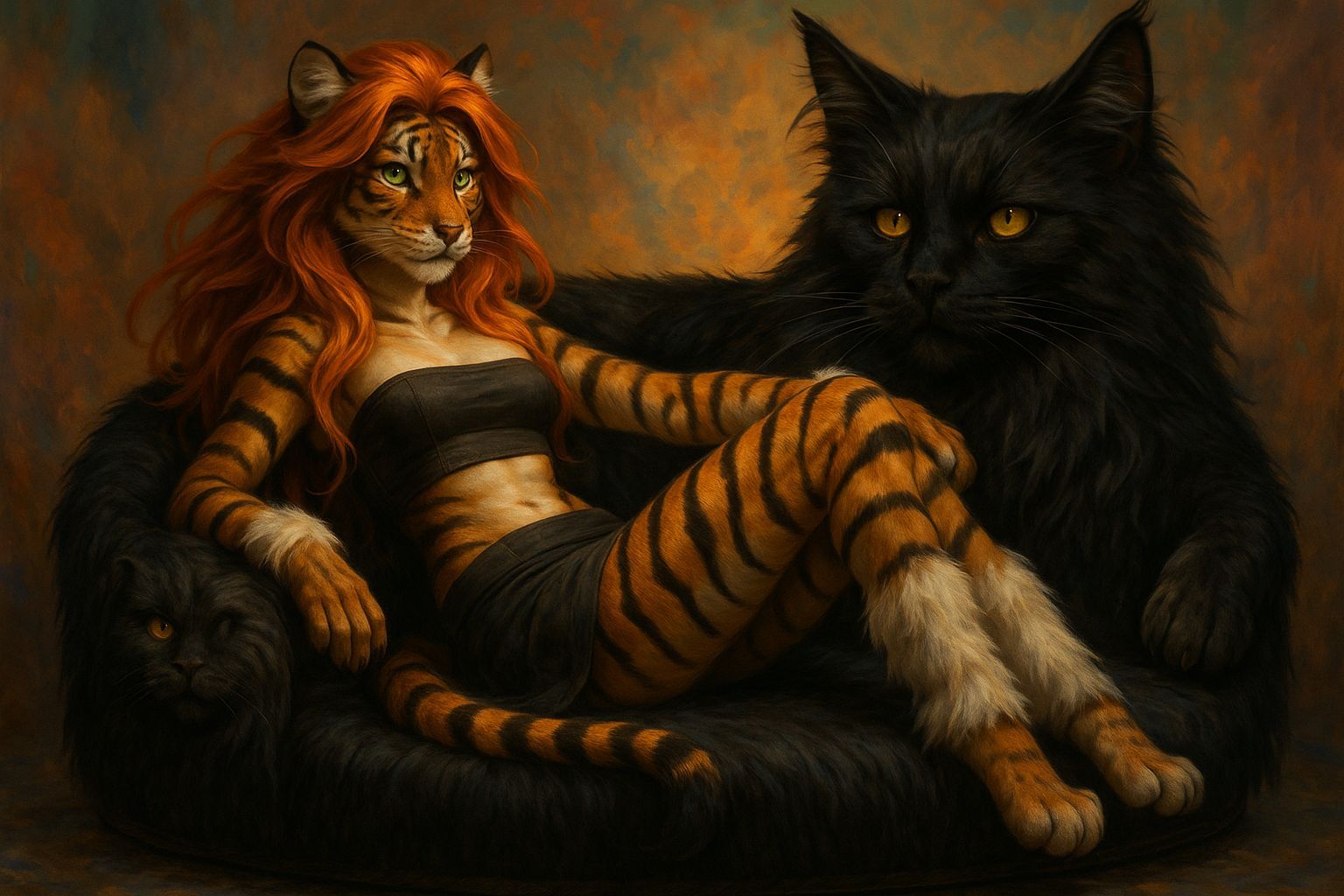 Elegant Feline Goddess on Luxurious Sofa