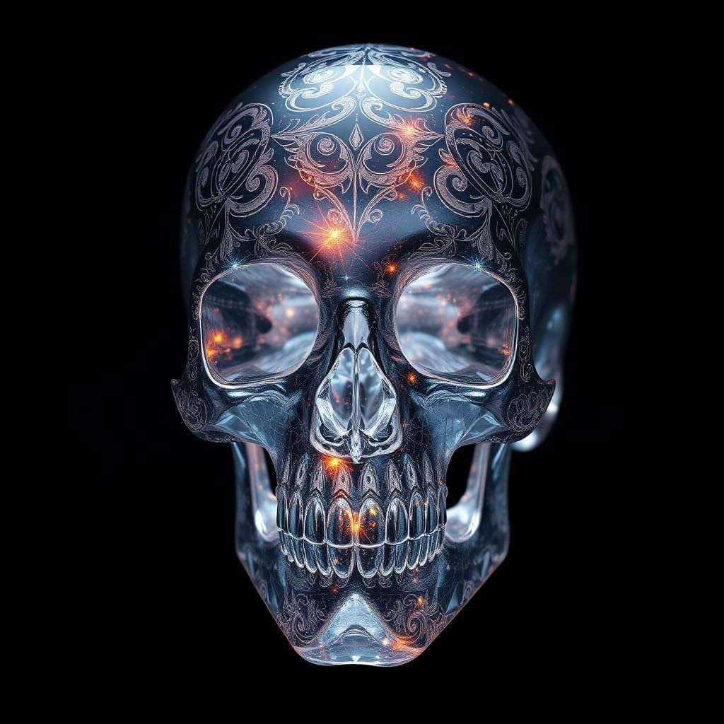 Ethereal New Year's Crystal Skull in Mystical Style