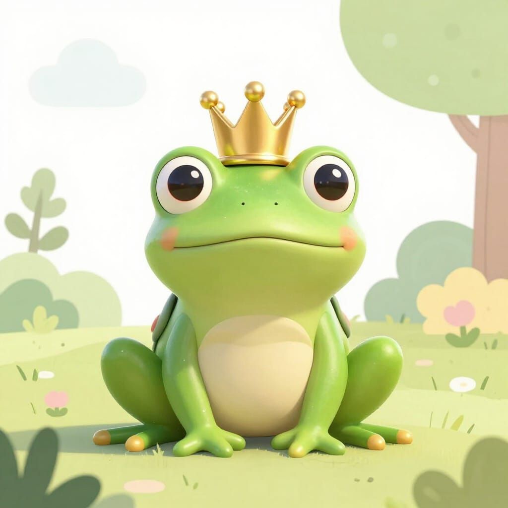 3D Frog Prince in Fairytale Scene