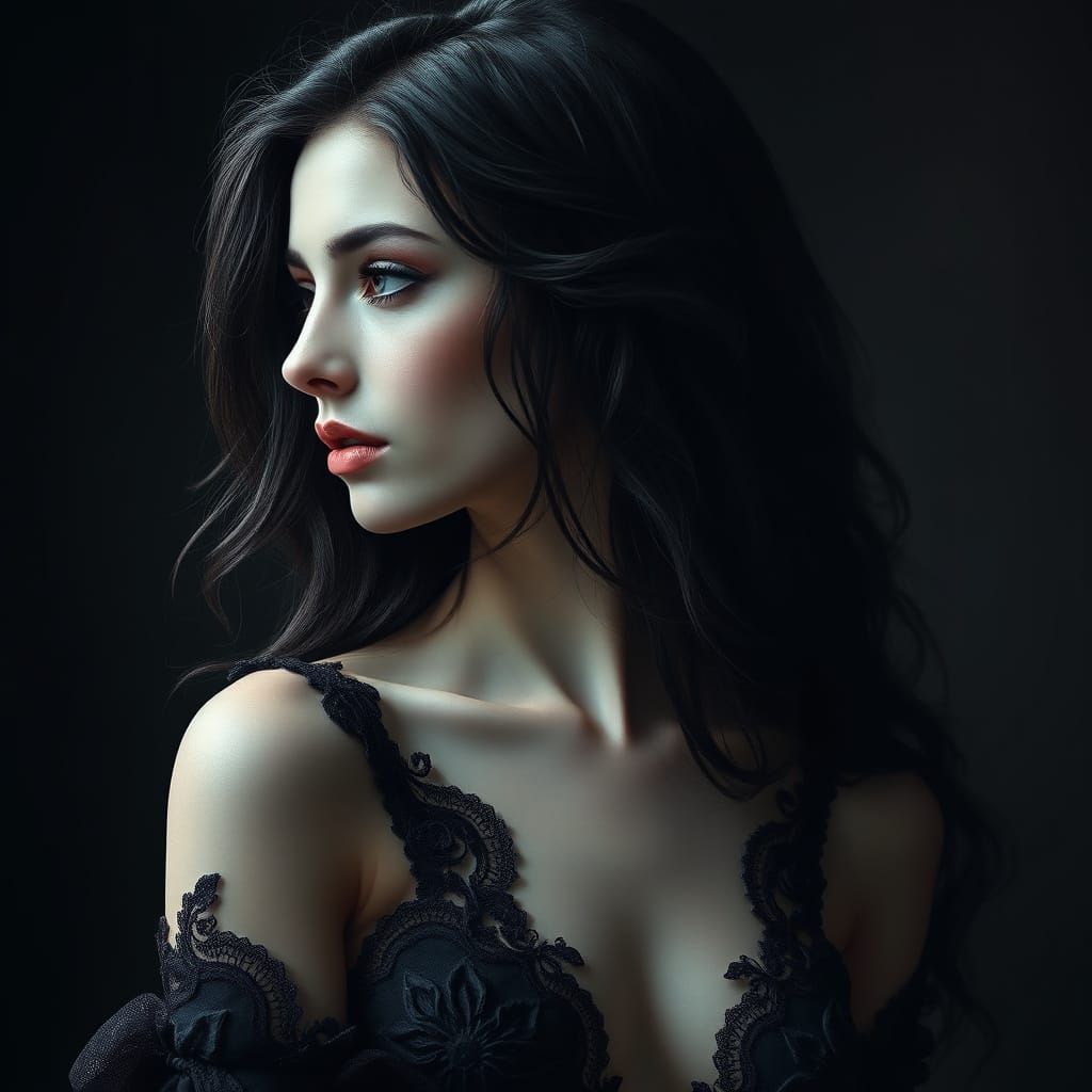 Ethereal Dark Goddess in Gothic Digital Art