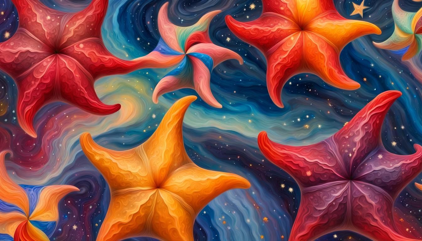 Abstract Jelly Stars Swirling in Impasto Oil Paint