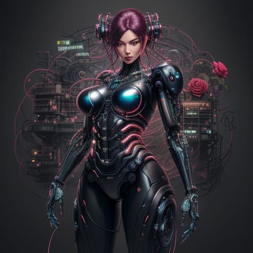 Cybernetic Goddess in Industrial Chic Aesthetic