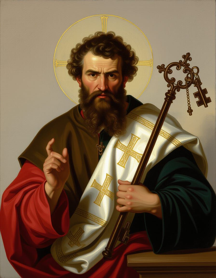 Saint Peter with Keys, Baroque Painting Style