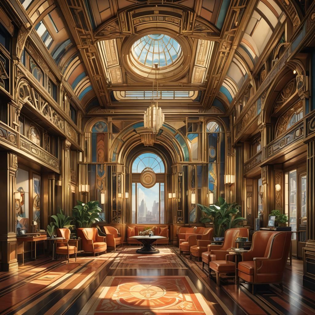 Art Deco Building Interior in Art Nouveau Style