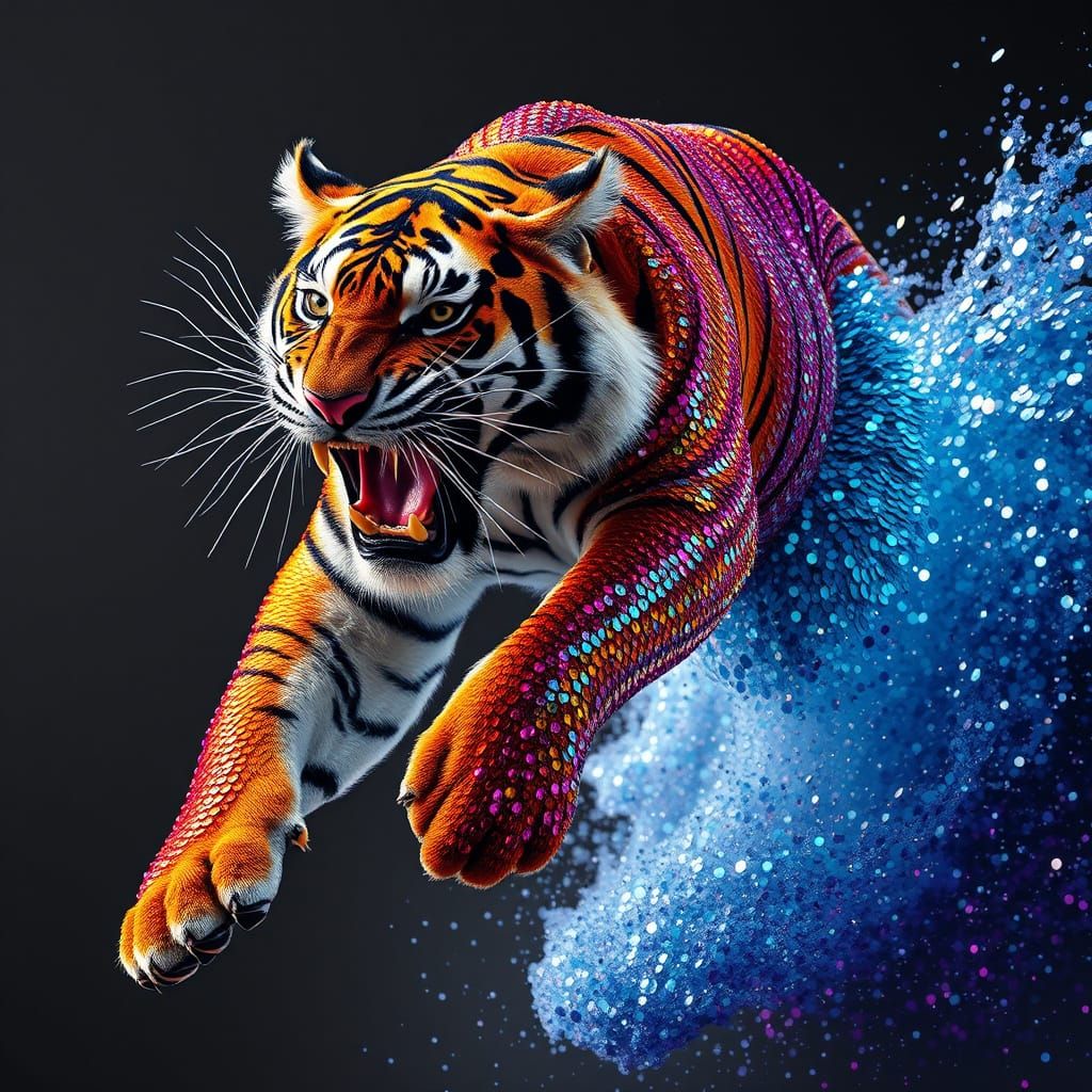 Shimmering Tiger of Raw Power and Elegance