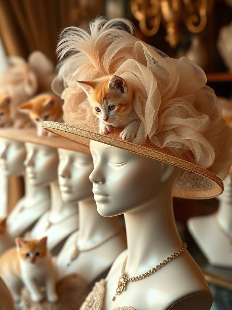 Kitten & Puppy Hats in Klimt Style