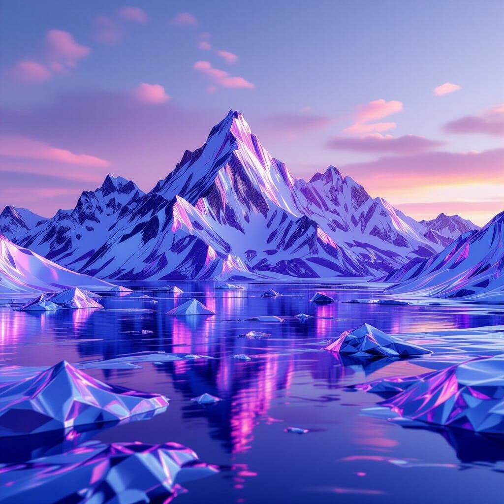 Melted Liquid Metal Crystal Purple Mountains