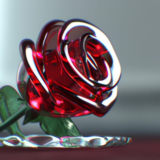 Photorealistic Close-Up of a Glass Rose