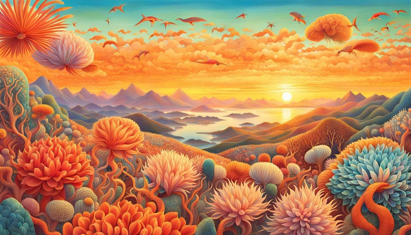 Surreal Biomorphic Genesis in Warped Perspective