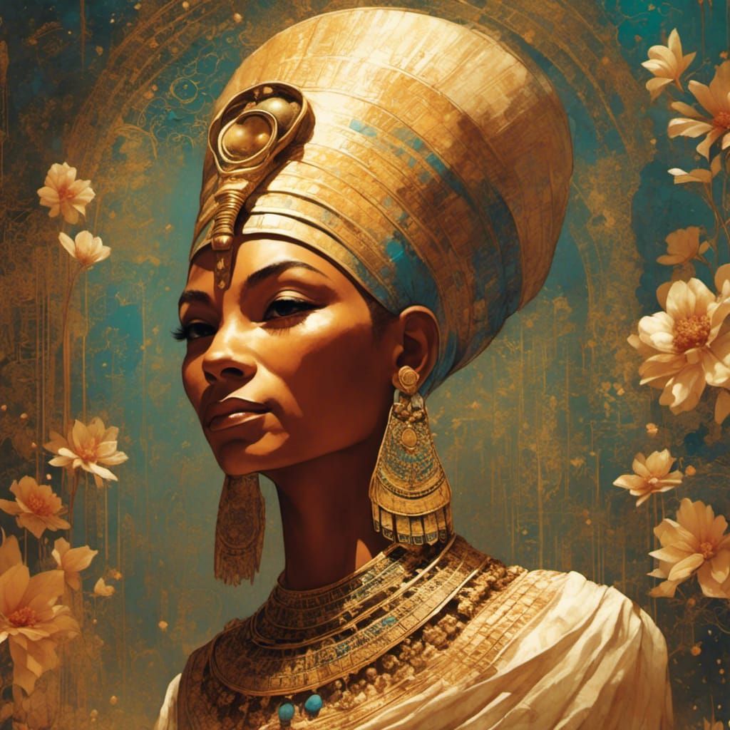 Hatshepsut Portrait with Golden Details