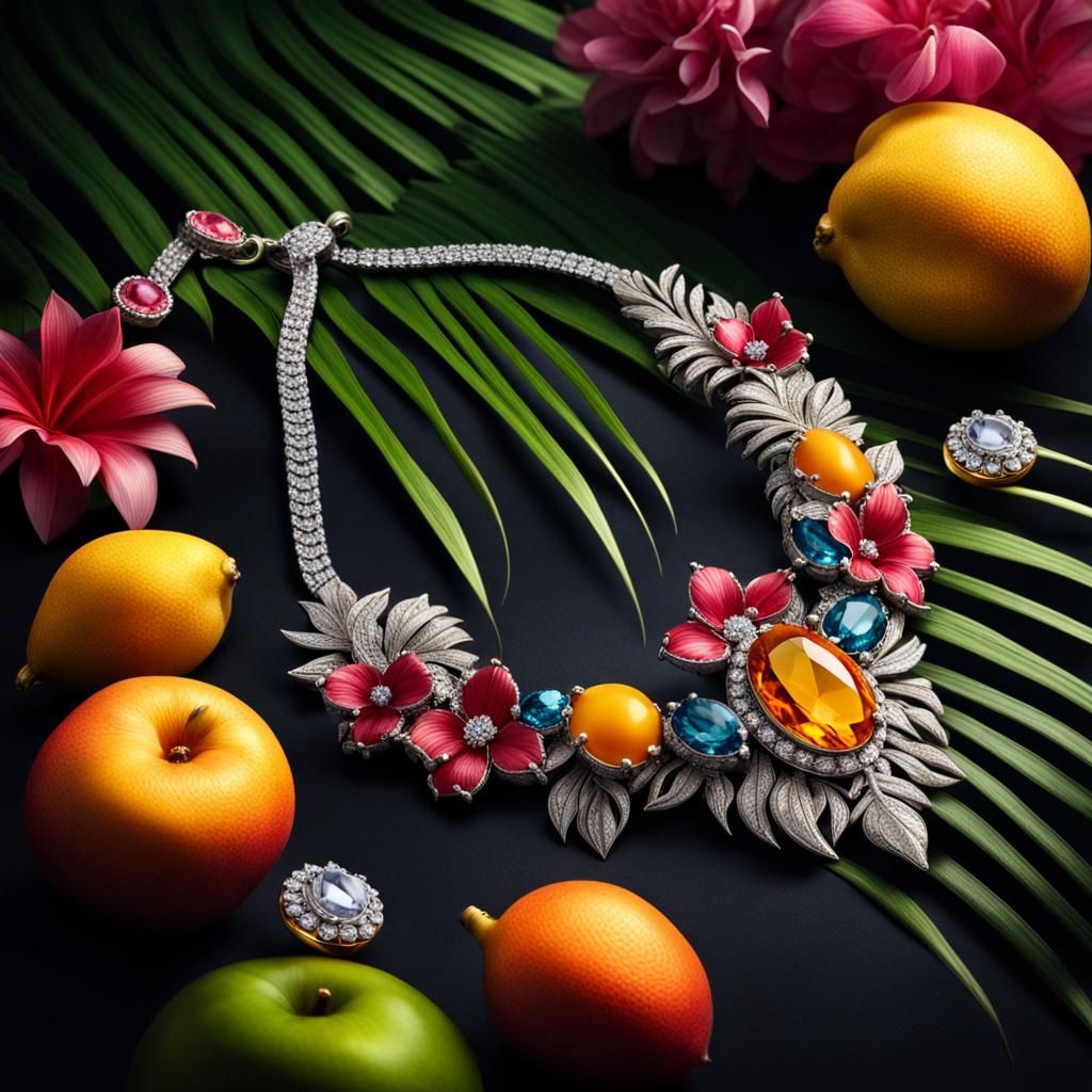 Tropical Gem and Fruit Jewelry in HDR