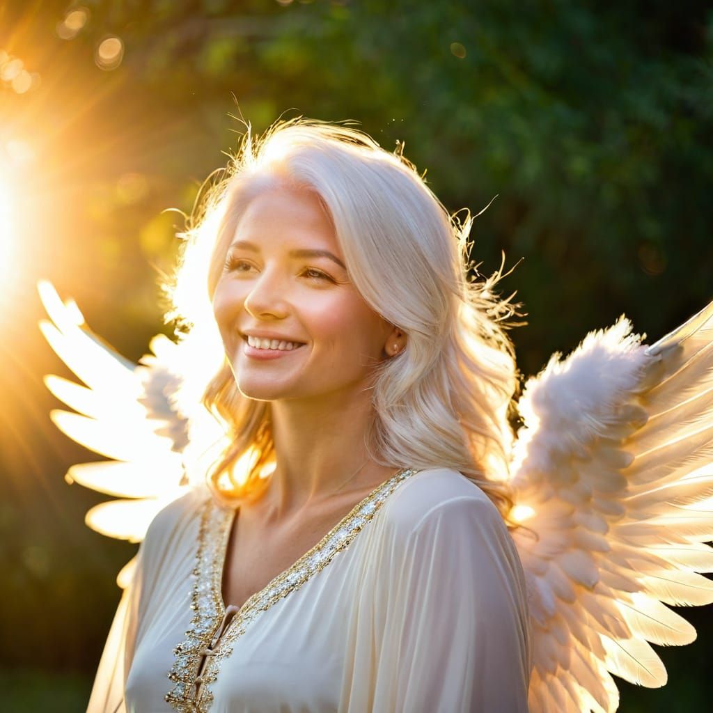 Angel of Serenity in Golden Sunset Light
