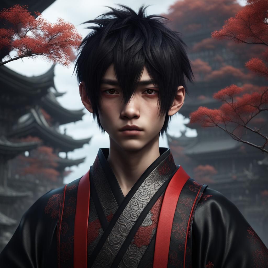 Gothic Teenage Boy: Detailed Fantasy Portrait