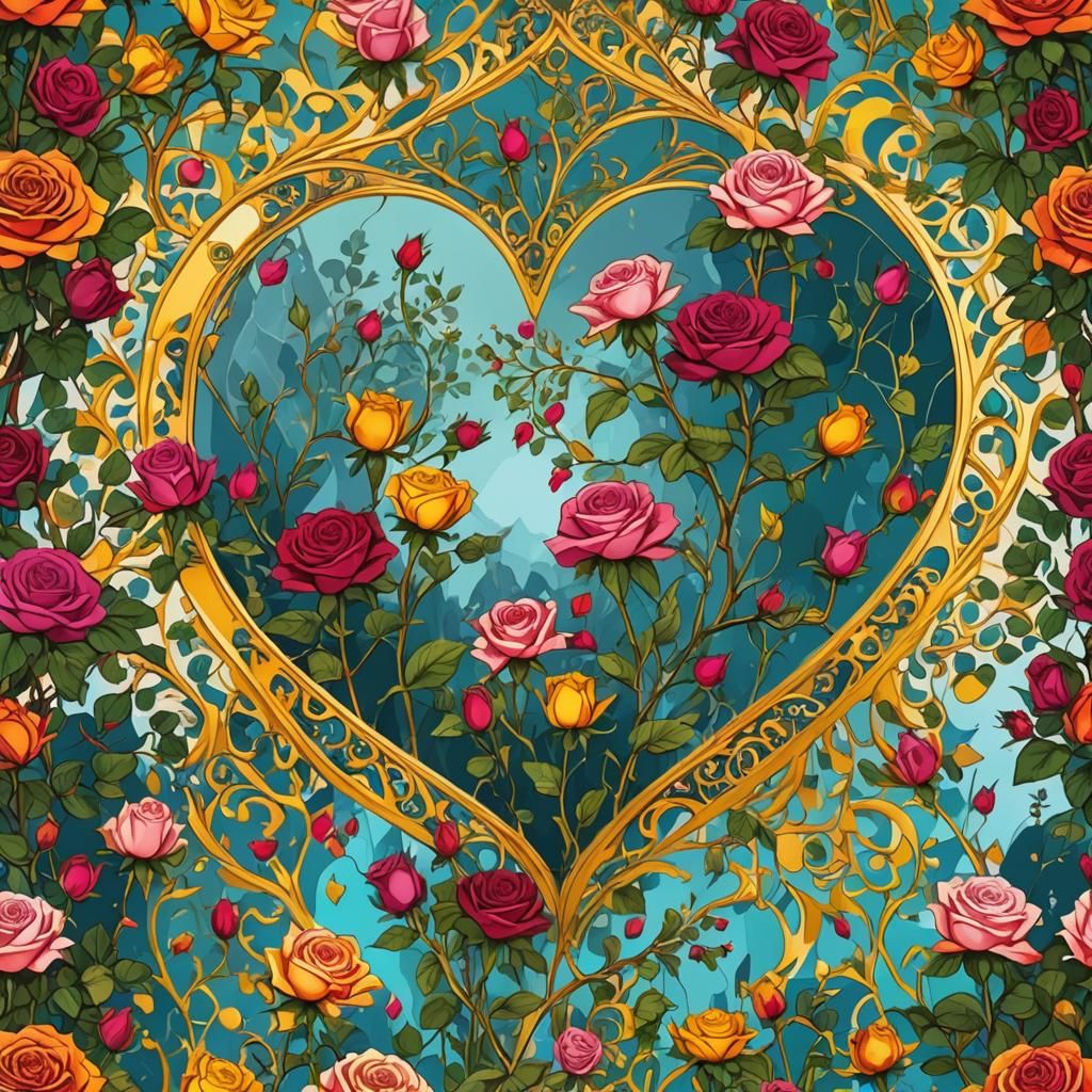 Vibrant Geometric Garden in Pop Art Style