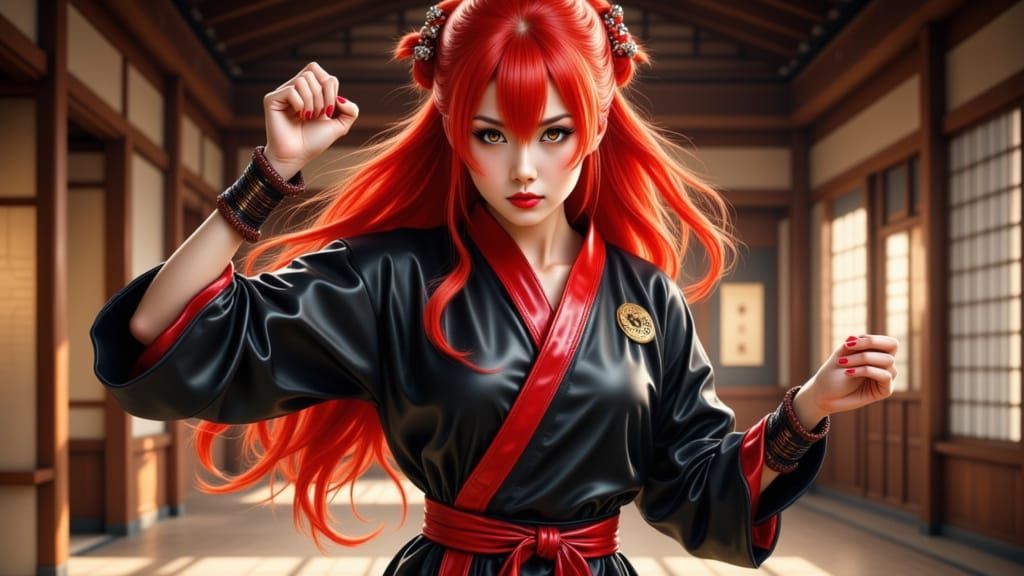 Japanese Martial Artist in Latex Gi - Anime Style