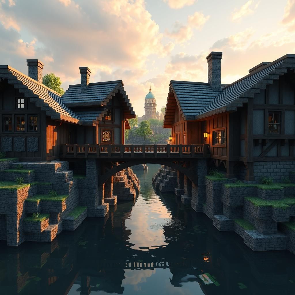 Minecraft Bridge: 3D Cinematic Game Scene