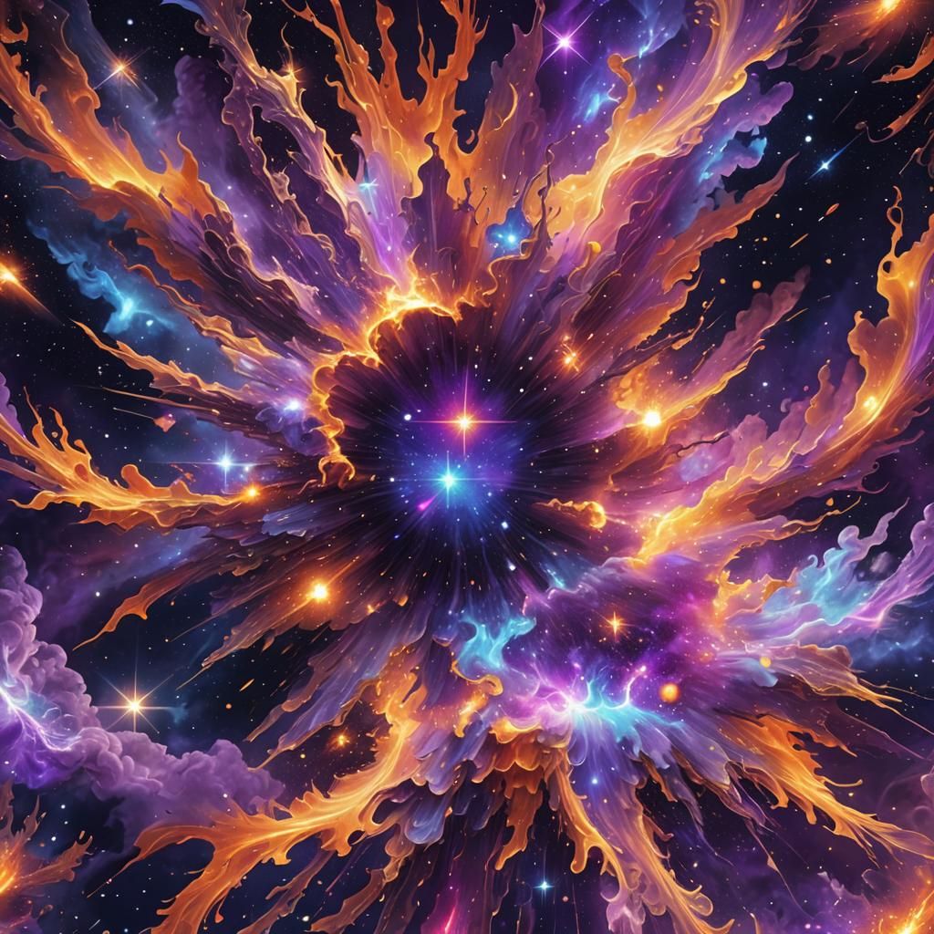 Exploding Cosmos: A Holographic Astral Illustration