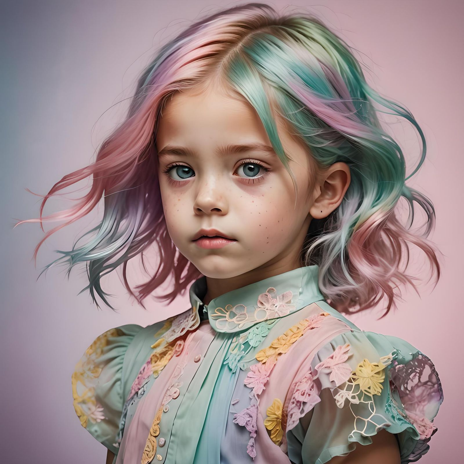 Pastel Double Exposure: Child and Woman Portrait